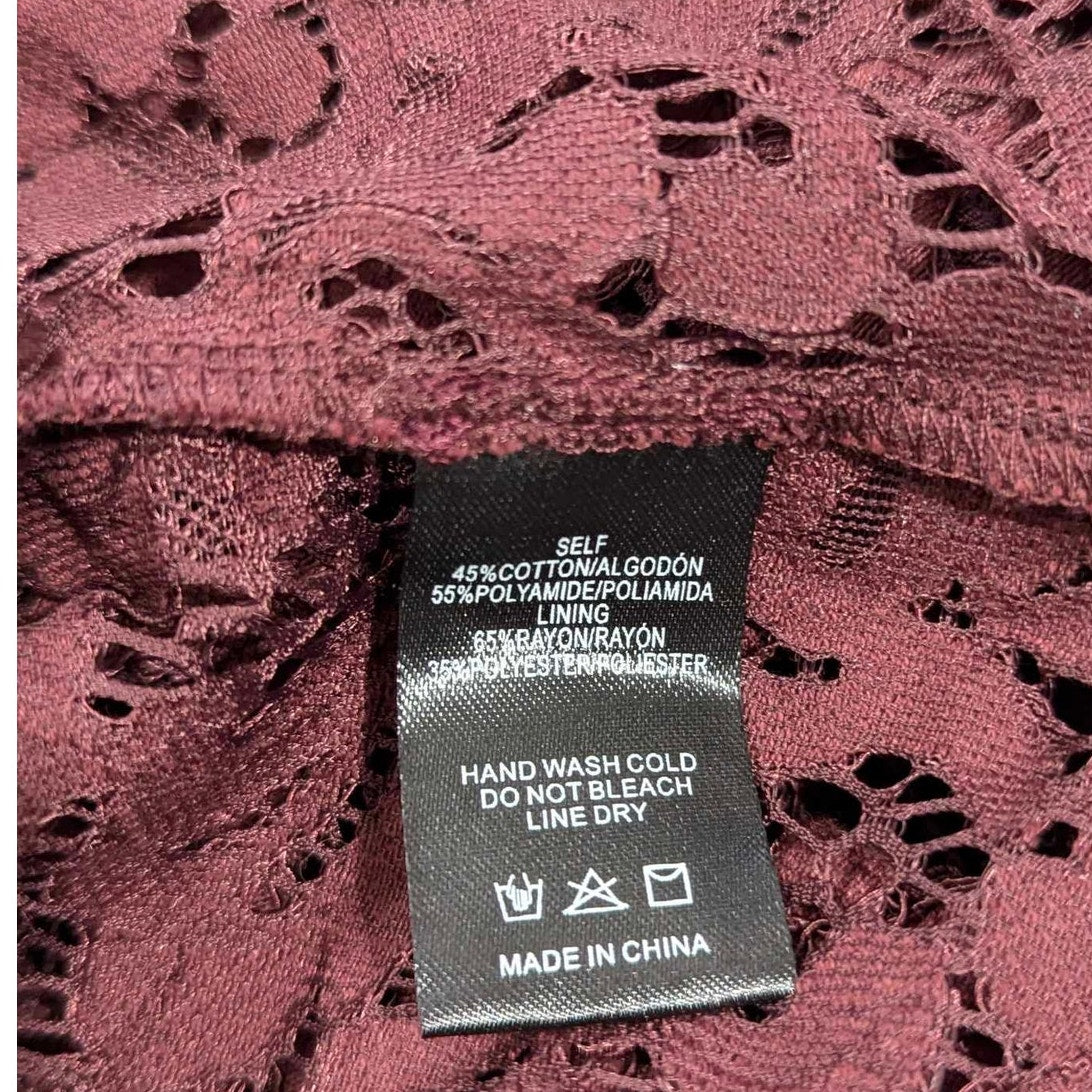 ALLISON JOY Nwt Evereve Sienna Burgundy Lace Top Shirt Medium M